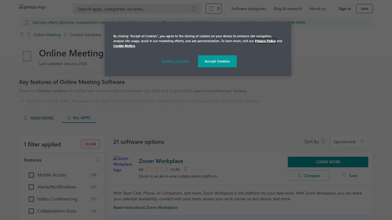 Best Online Meeting Software with Contact Database 2026 GetApp