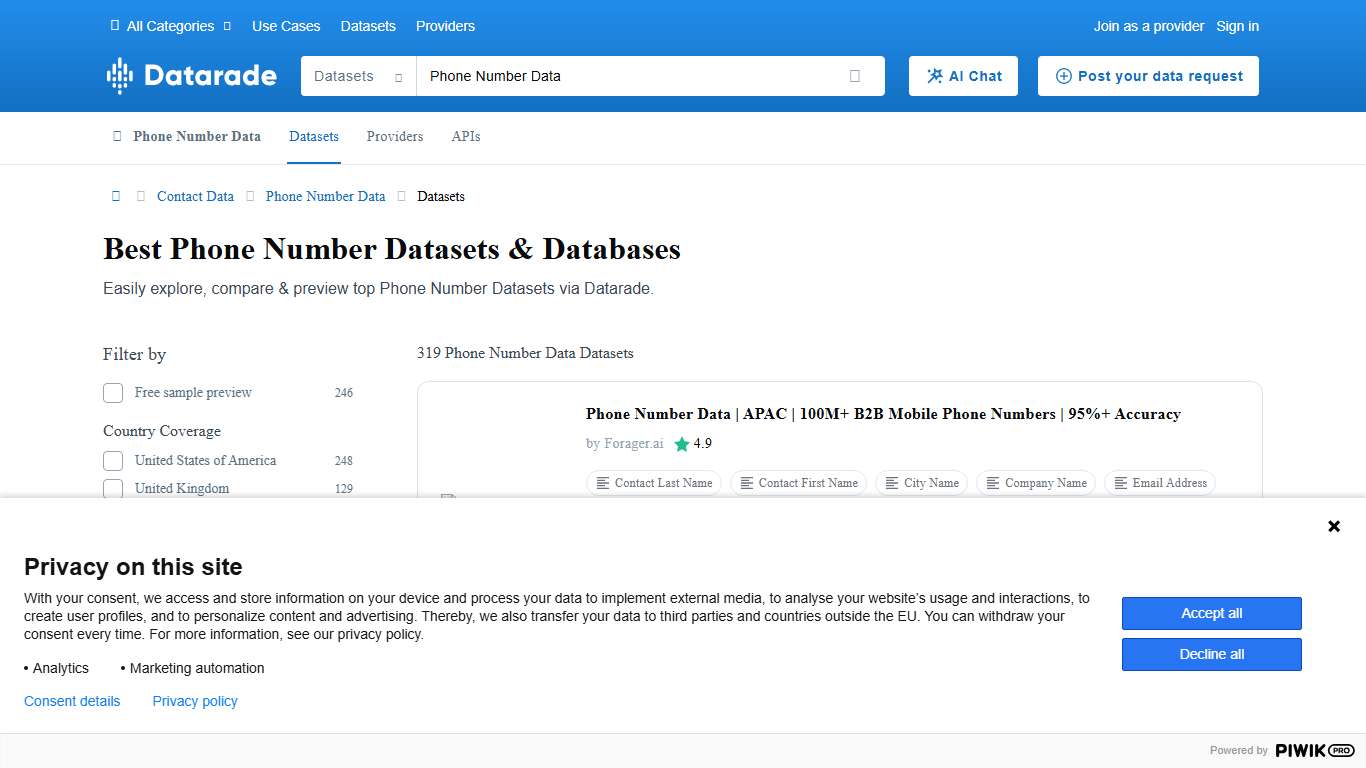 Best Phone Number Datasets & Databases 2026 Datarade