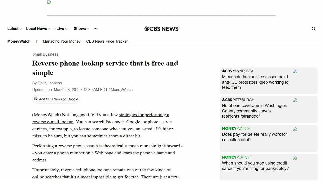 Reverse phone lookup service that is free and simple - CBS News